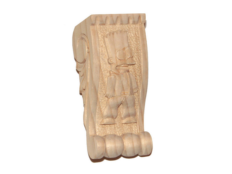 Medium Hand Carved Pine Bart Simpson Corbel N4