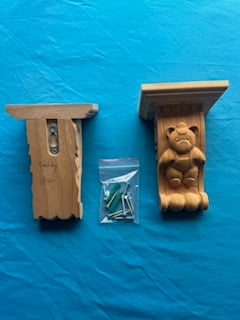 Pair Teddy Bear Pine Corbels, top blocks, keys fitted N5 SK
