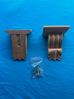 Pair C25 Pine Corbels,top blocks, keys fitted screws C25 SK