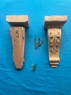 Pair #225 Pine Corbels, top blocks, keys fitted screws #225 SK