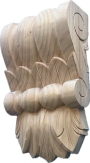 Large Wide Hand Carved Pine Corbel C4D