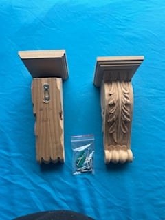 Pair #55 Pine Corbels, top blocks,keys fitted screws #55 SK